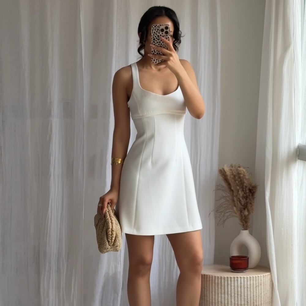 Zara Ecru A-Line Silhouette Mini Dress